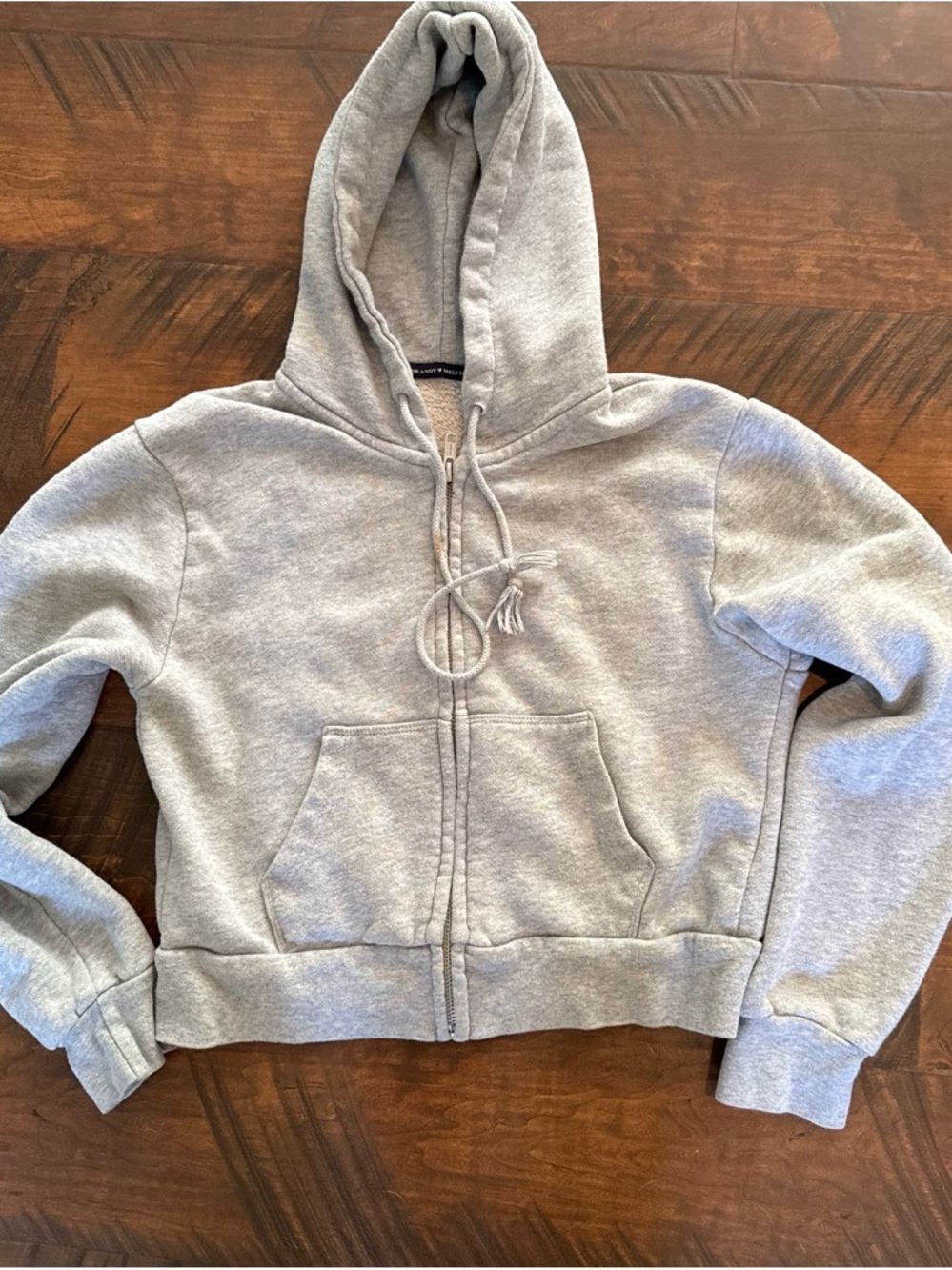 Brandy Melville Grey Zip-Up Hoodie Cropped Jacket